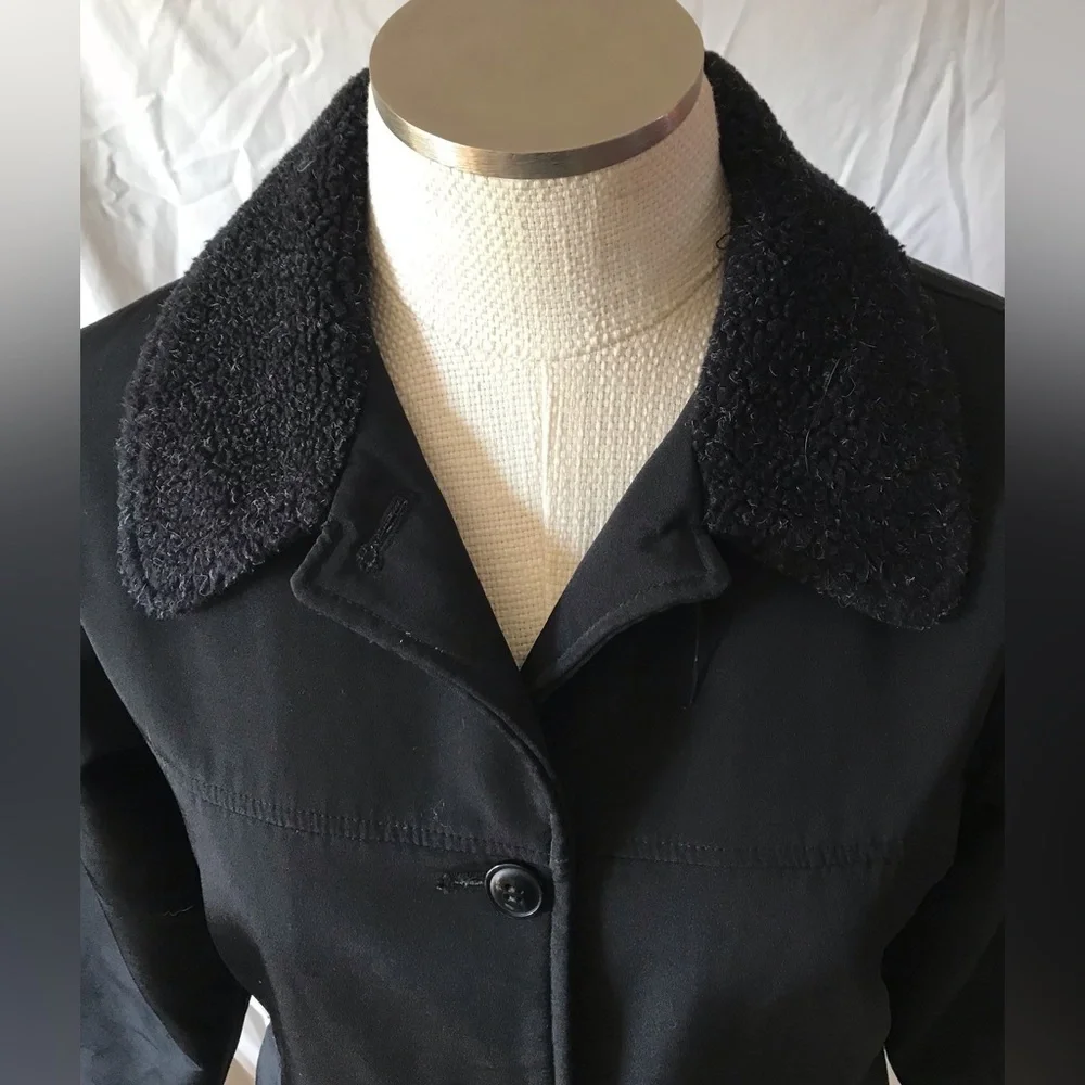 Port Authority Button Coat with Black Sherpa Collar Size 8